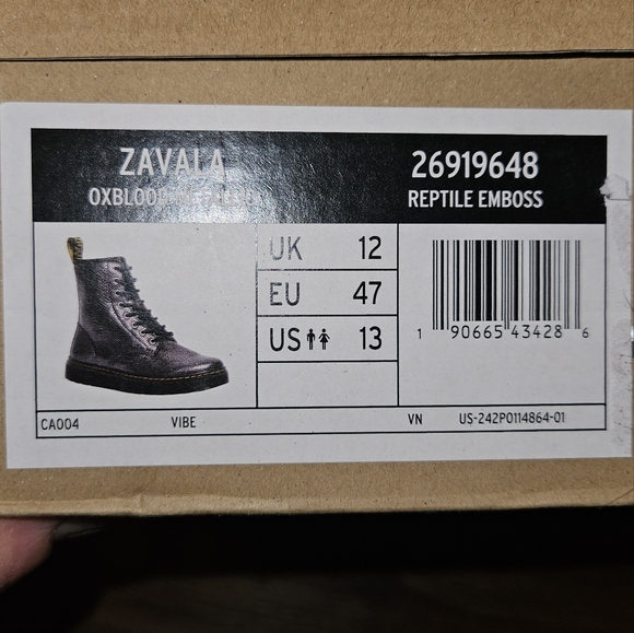Dr. Martens Zavala Oxblood Metallic Reptile Emboss Combat men's 12.5 - Picture 4 of 12